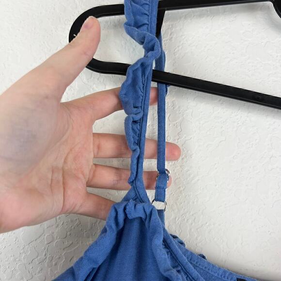 J. Crew Blue Tiered Knit Keyhole Ruffled Midi Dress Size Small - Picture 6 of 7